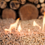 biomass burner burning pellets